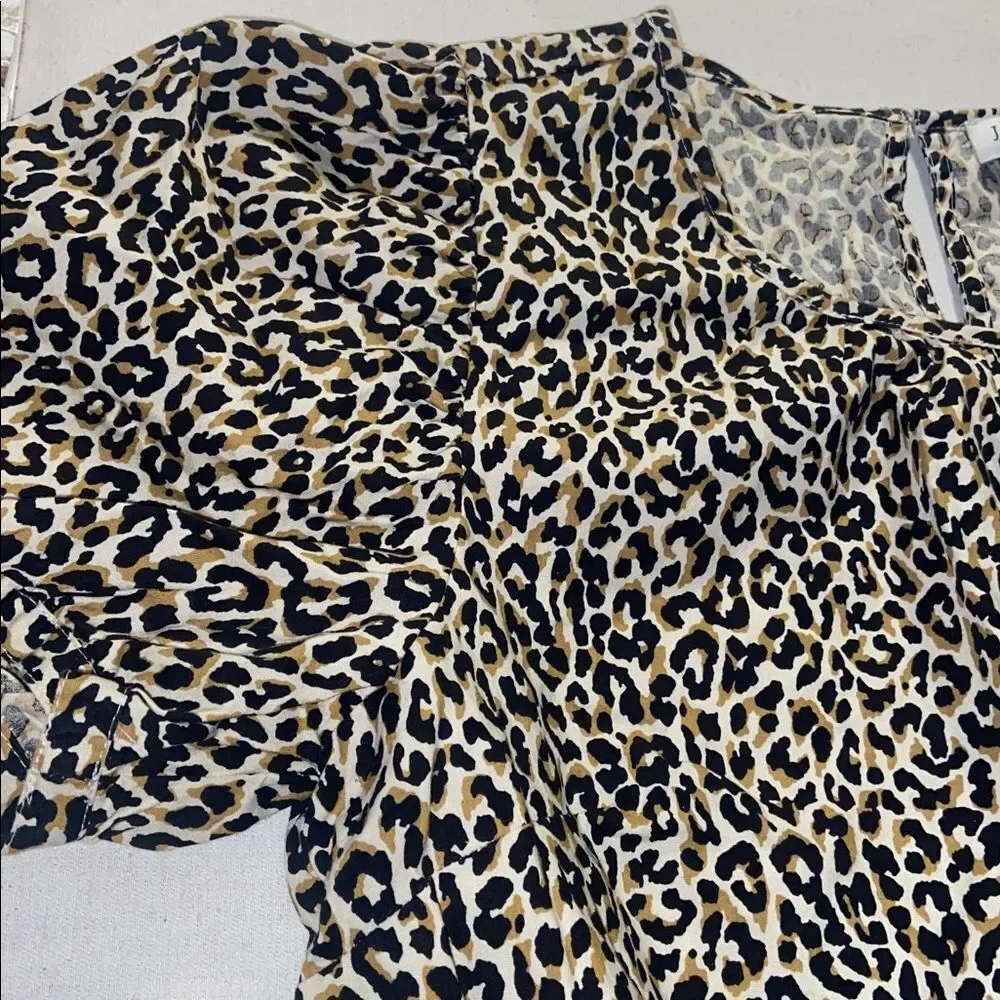 J. Crew Animal Print Puff Sleeve Blouse